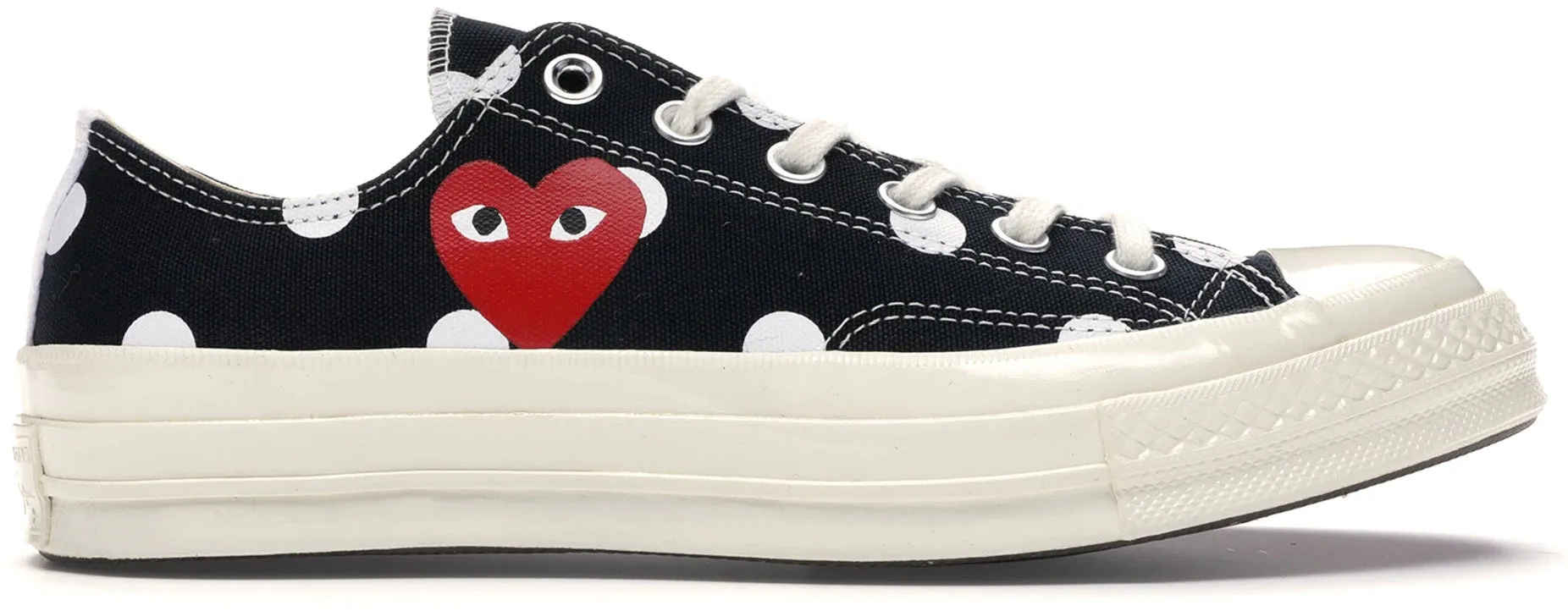 Converse Chuck Taylor All-Star 70s Ox Comme des Garcons PLAY Polka Dot Black Adult Ease Arch Support Standing Workers