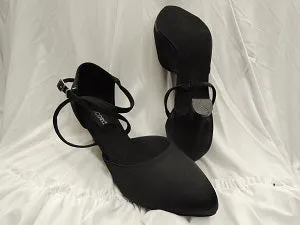 2.38" Amber -- Standard Ballroom Shoe -- Black Satin Earth Tone