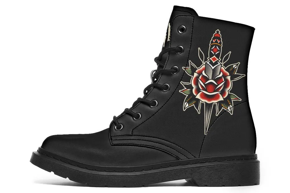 Soft Interior School Style Dagger Rose Boots