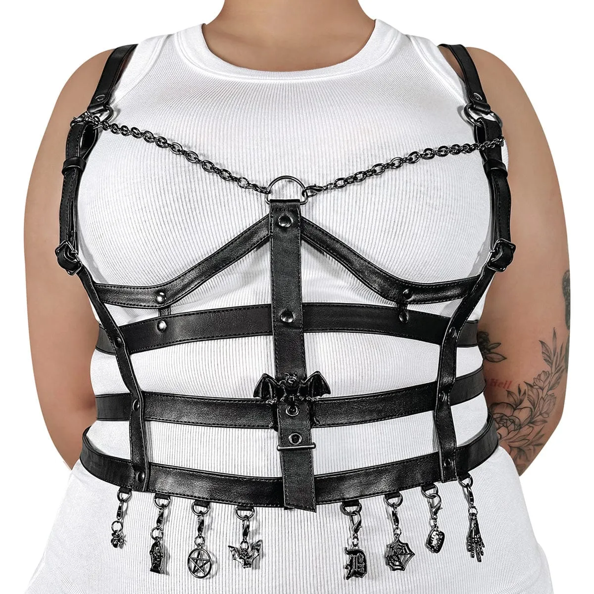 Quick Flow Any Path DA-118 Black Faux Leather Cage Body Harness