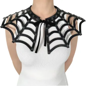 Ventilation holes DA-213 Black Faux Leather Spiderweb Cut Out Collar
