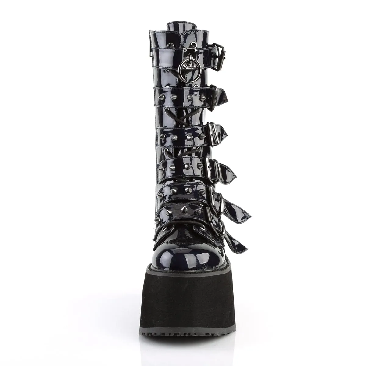 DAMNED-225 Black Hologram Mid-Calf Boots Retro Mood