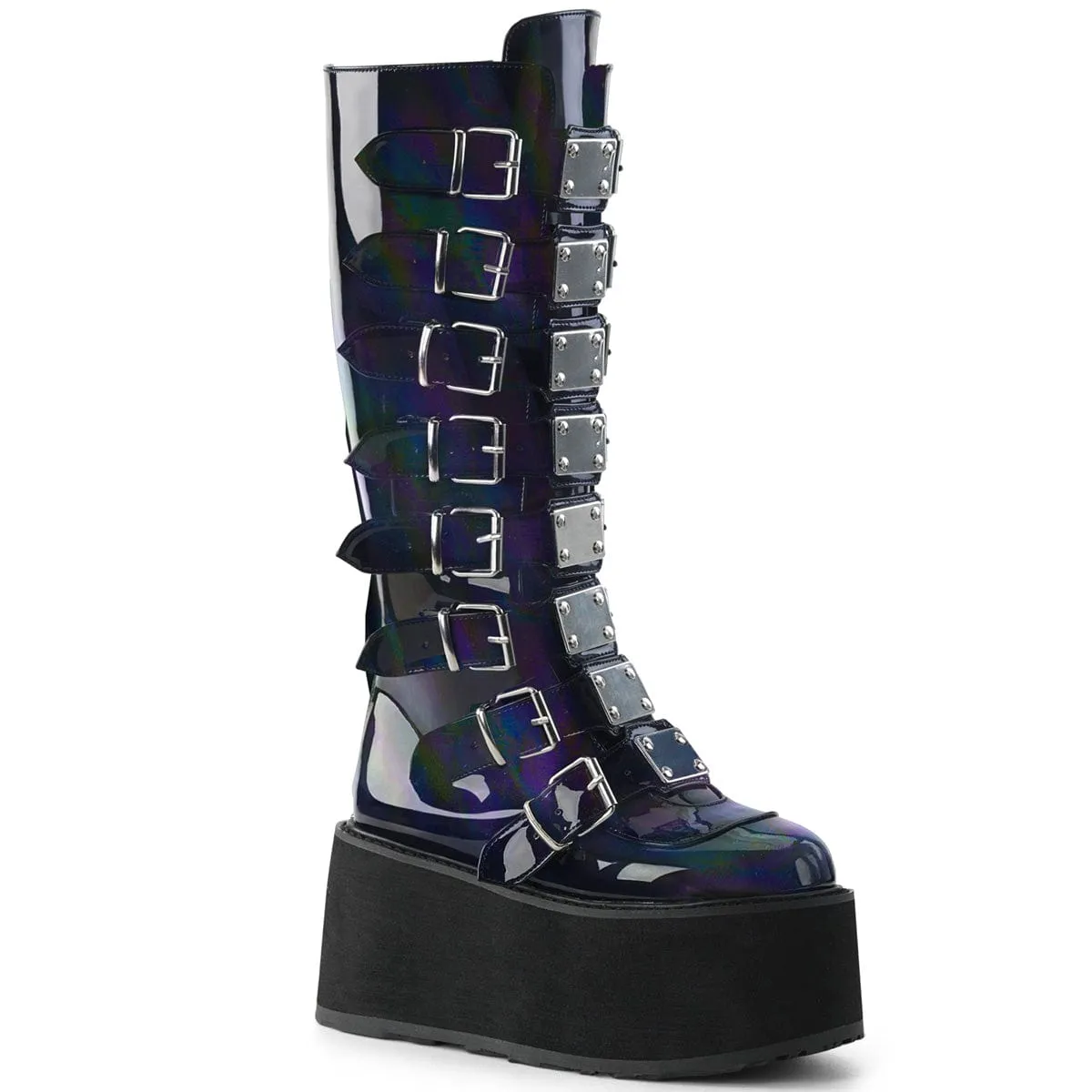 Party Mood Skate Cool DAMNED-318 Black Hologram Vegan Leather