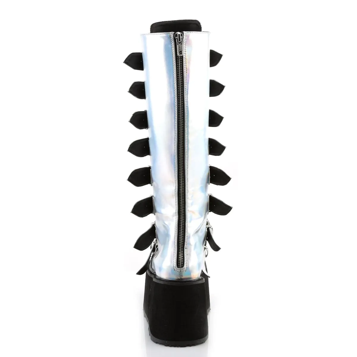 Dance Mode DAMNED-318 Silver Hologram Knee Boots