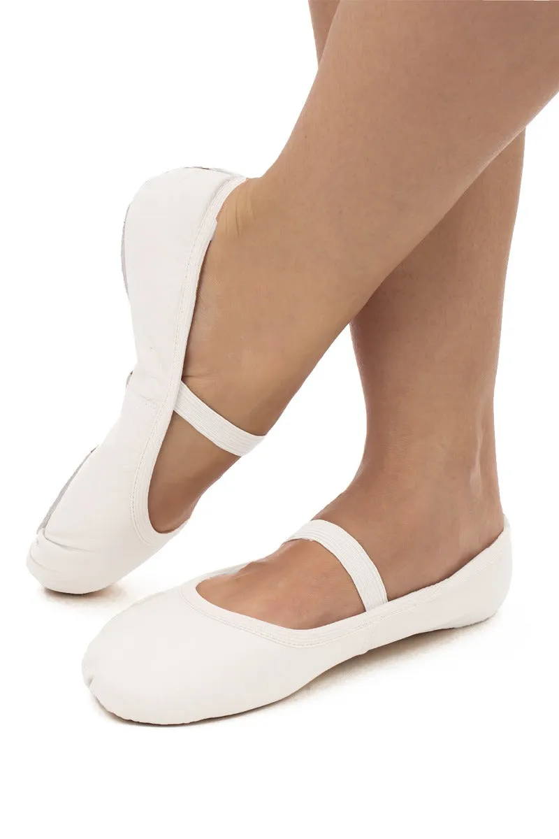 Darcy -- Children's Leather Full Sole Ballet -- White Storm Proof Wild Trek