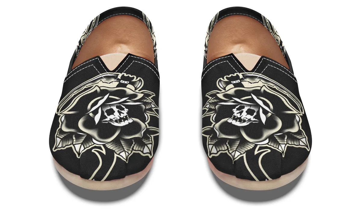 Balance Fit Buckle Fit Black Rose Scythe Skull Casual Shoes