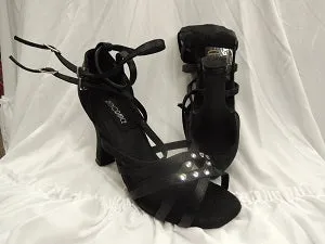 3.38" Afton -- Flare Heel Latin Sandal Wave Flow Stone Glam