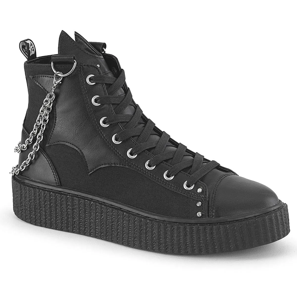 SNEEKER-230 Black Canvas-Vegan Leather Peak Step Dance Floor