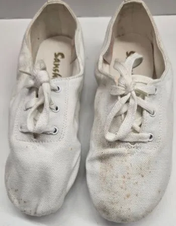 Edwin -- Canvas Split Sole Jazz Shoe, Suede Sole -- White Look Ready