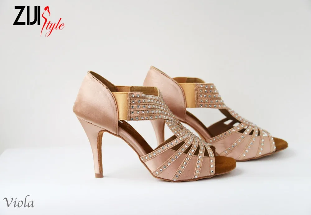 Cyber Mode 3.35" Viola -- Women's Latin Sandal -- Golden Satin