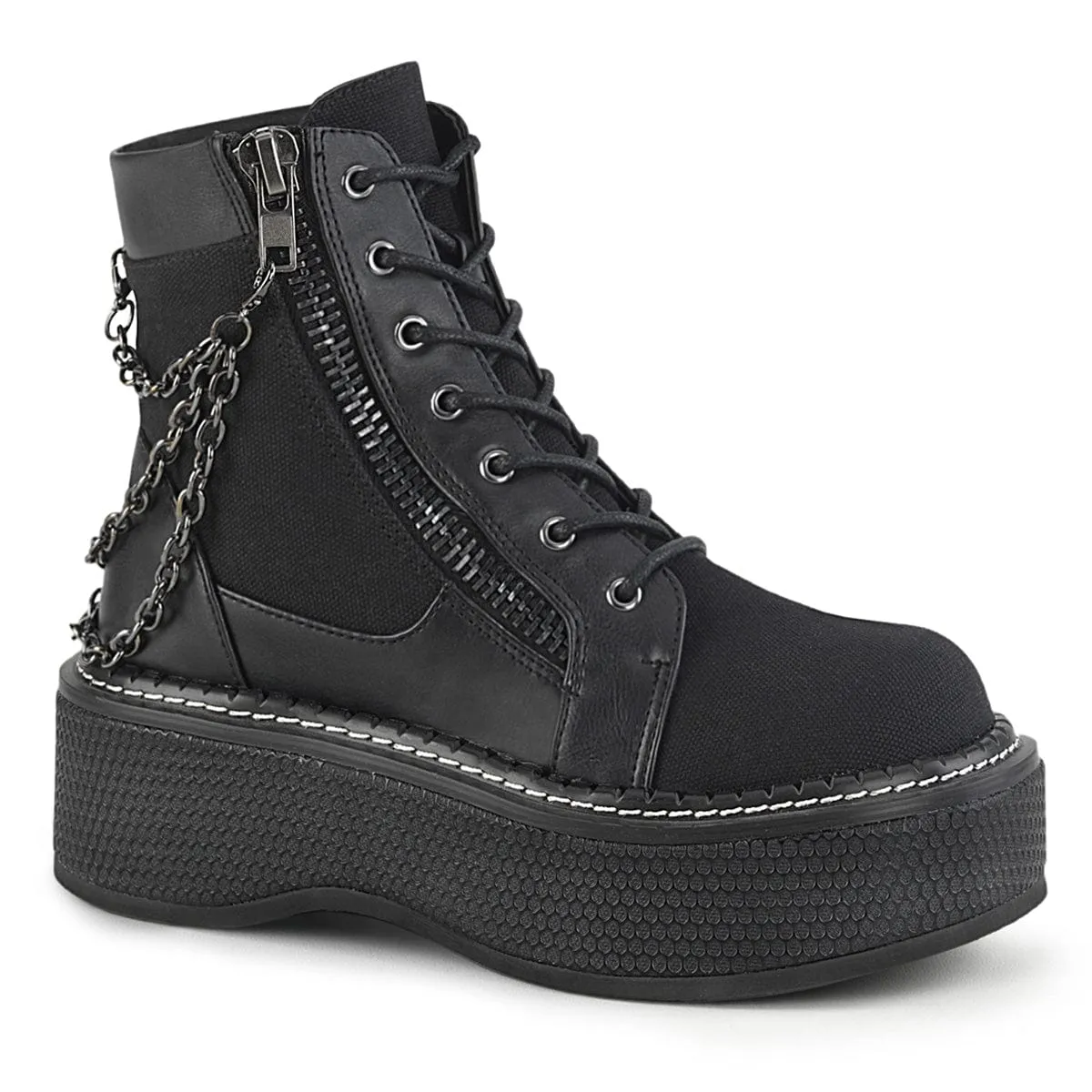 Anti Slip EMILY-114 Black Canvas-Vegan Leather