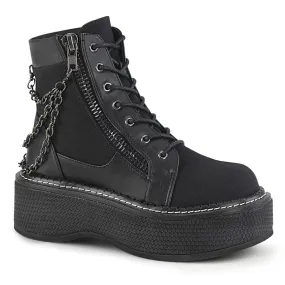 Anti Slip EMILY-114 Black Canvas-Vegan Leather