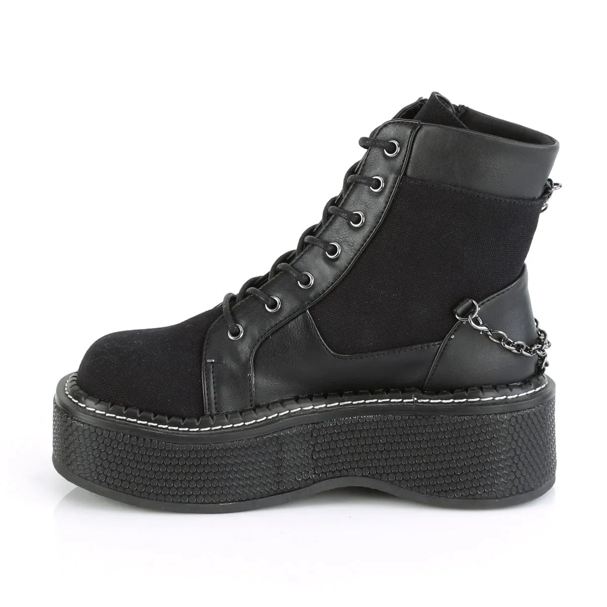 EMILY-114 Black Canvas-Vegan Leather soft pastel