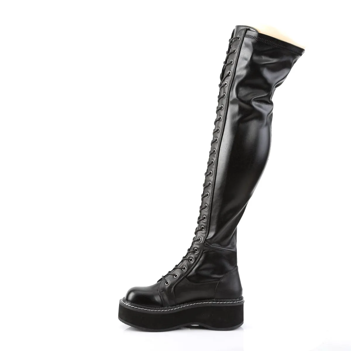 EMILY-375 Black Stretch Vegan Leather Classic