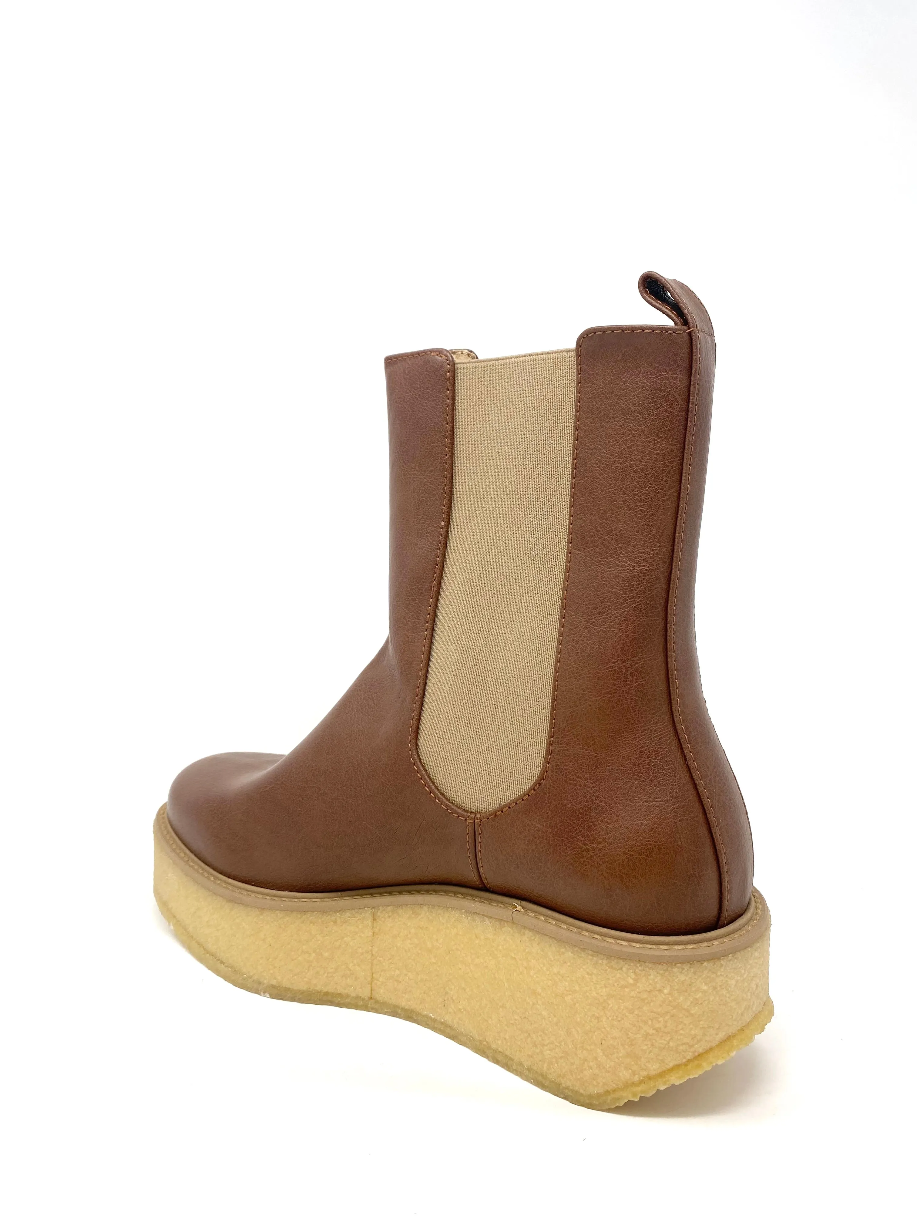 Shiny Tone Slip Resistant All Weather Carey Platform Boot in Tan from Novacas