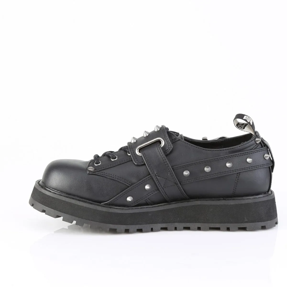 Breathable Lining VALOR-38 Black Vegan Leather Unisex Platform Shoes