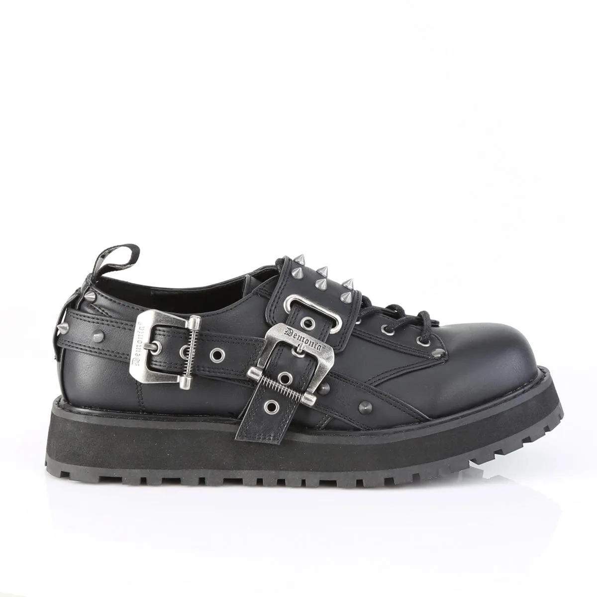 VALOR-38 Black Vegan Leather Unisex Platform Shoes Energy Core