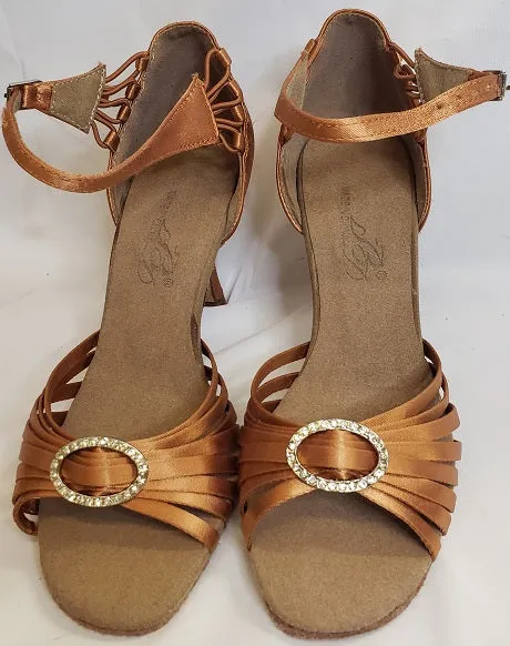 Heart Glow 3" Stephanie II -- Women's Flare Heel Rhinestone Ballroom Sandal