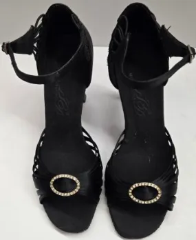 3" Stephanie II -- Women's Flare Heel Rhinestone Ballroom Sandal Clean White