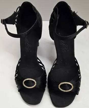 3" Stephanie II -- Women's Flare Heel Rhinestone Ballroom Sandal Clean White