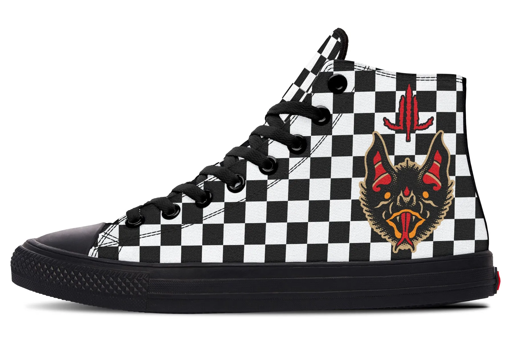 Meadow Glow Rain Guard Vampire Bat Checkered High Tops