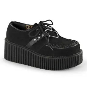 Korean Trend CREEPER-206 Black Vegan Suede-Vegan Leather