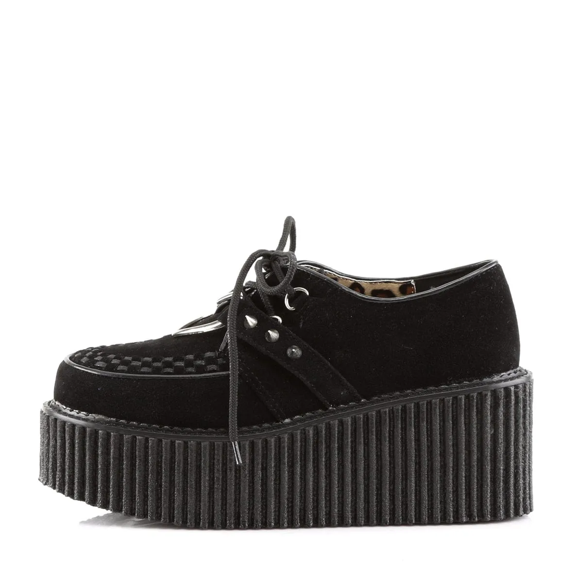 CREEPER-206 Black Vegan Suede-Vegan Leather Campus Cool Bright Gold