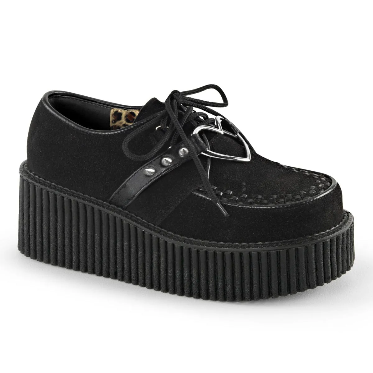 Korean Trend CREEPER-206 Black Vegan Suede-Vegan Leather