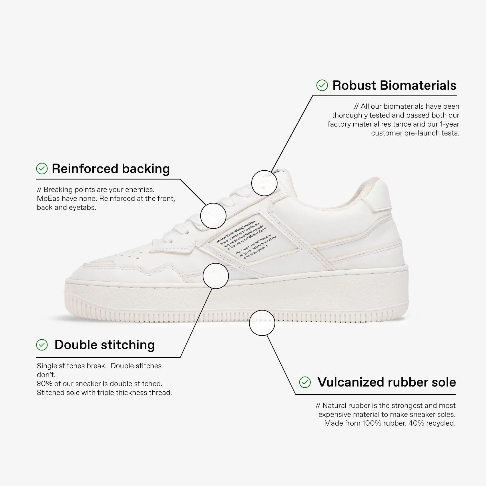 GEN1 Sneaker in White Plant Leather from MoEa Trail Ease