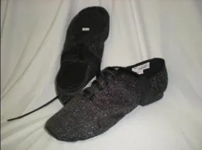 Seamless Fit Gym Workout Pond Walk Glitter -- Canvas Split Sole Jazz Shoe, Suede Sole -- Black