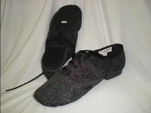 Video Look Glitter -- Canvas Split Sole Jazz Shoe, Suede Sole -- Black