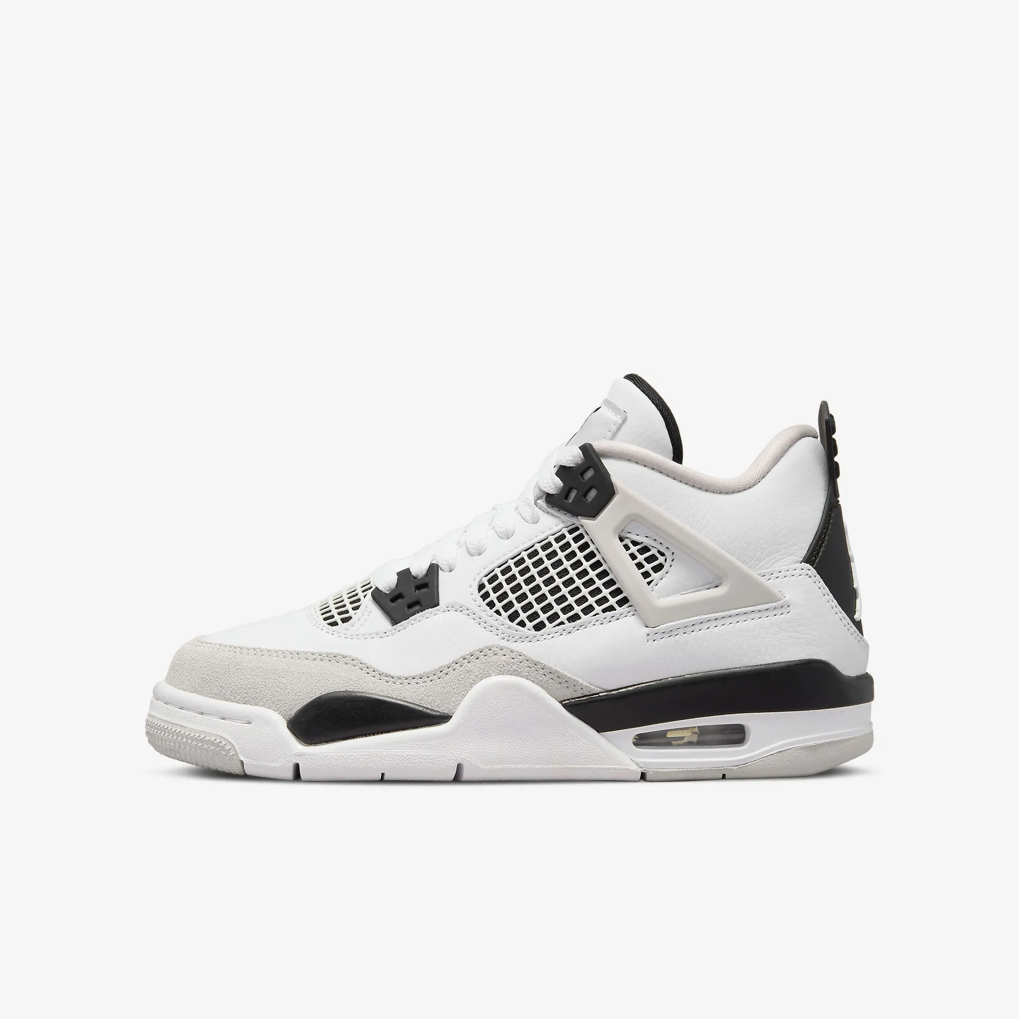 (GS) Air Jordan 4 Retro 'Military Black' (2022) 408452-111 RegularFit