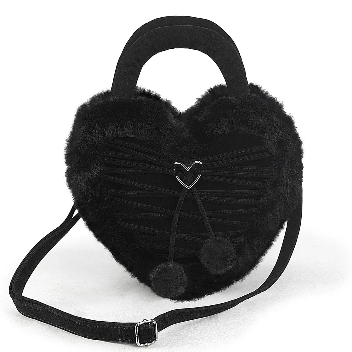 HB-631 Black FAUX SUEDE-FAUX FUR School Style Trend Hot