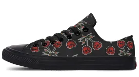 Durable Construction Skull Cherry Pattern Low Tops