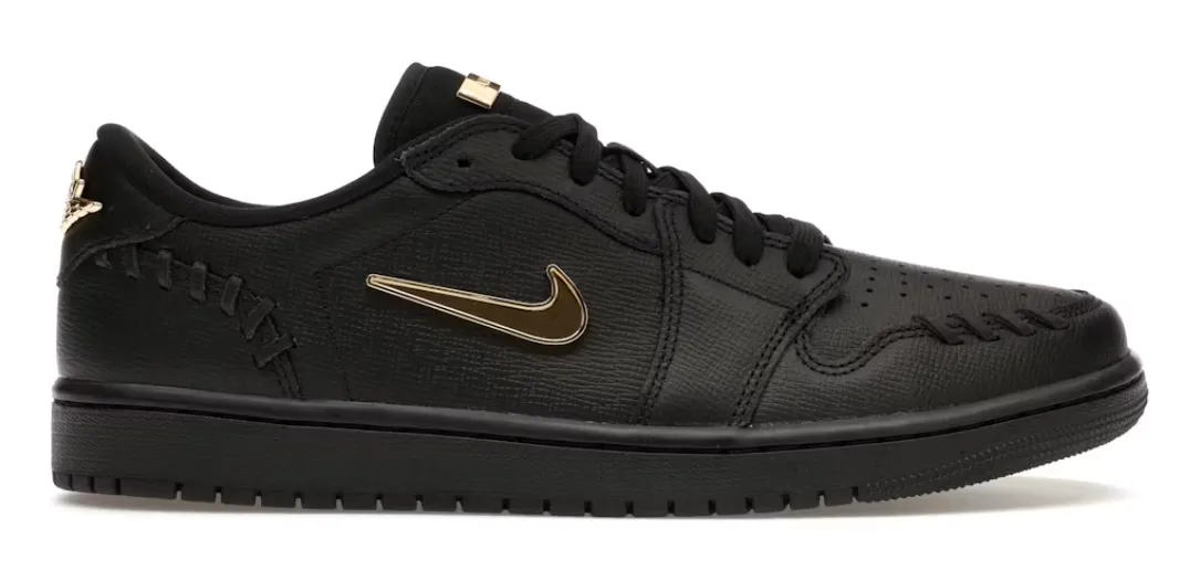 Foam Lining Standing Workers Wind Safe Jordan 1 Low Method of Make Black Metallic Gold (Women's)