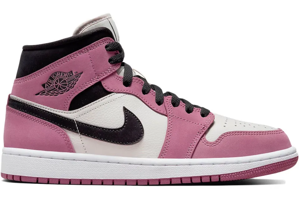 Jordan 1 Mid Berry Pink (W) Breathable Daily Walk Synthetic