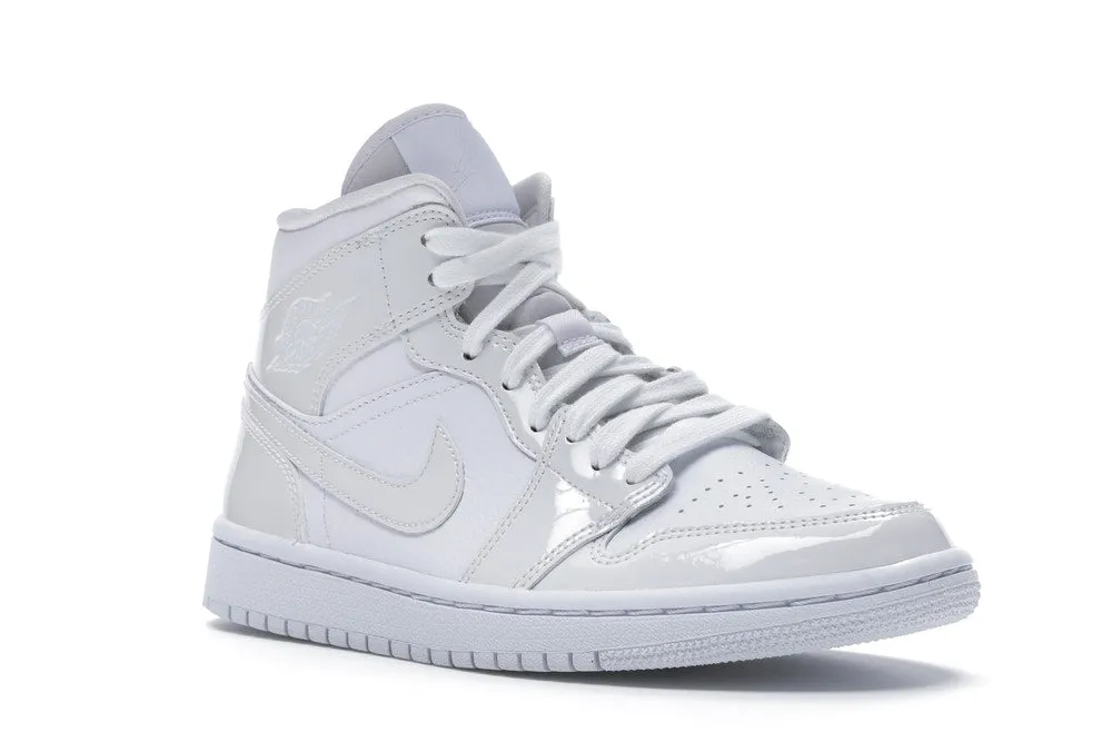 Neo Pop Canvas Jordan 1 Mid Triple White Patent Swoosh (W)