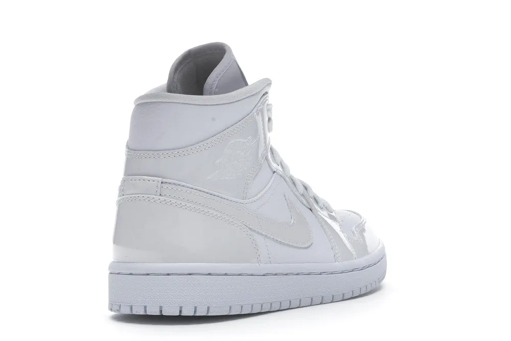 Freeze Proof Peak Step Jordan 1 Mid Triple White Patent Swoosh (W)