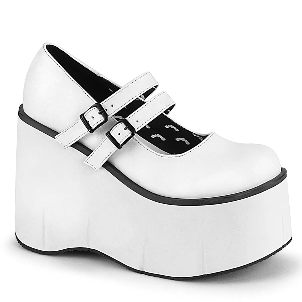 KERA-08 White Vegan Leather Comfort Heel