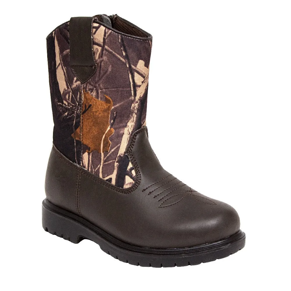 Anti Skid Mid Length Kids' Tour in Dark Brown/Camo