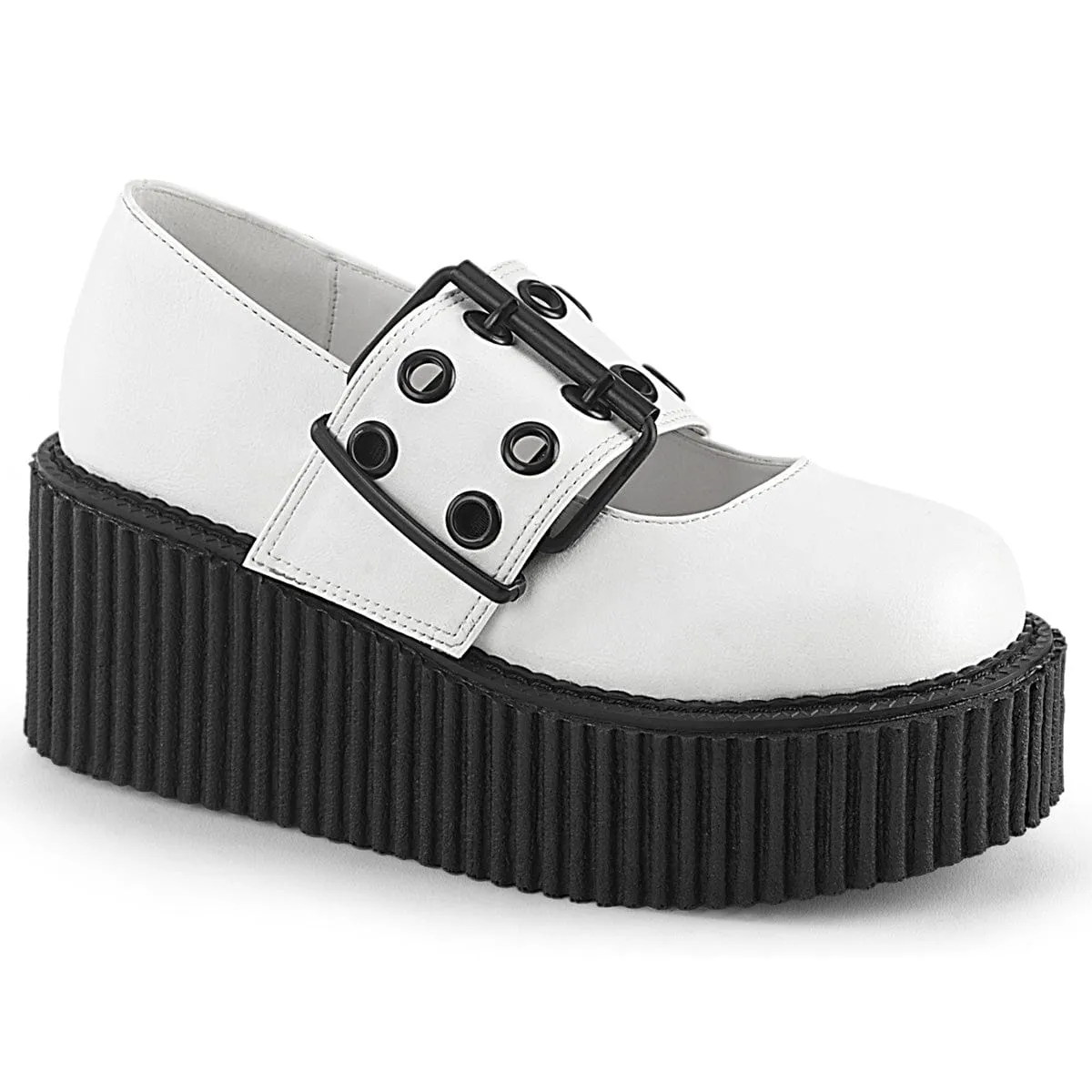 CREEPER-230 White Vegan Leather Frost Safe Narrow Fit