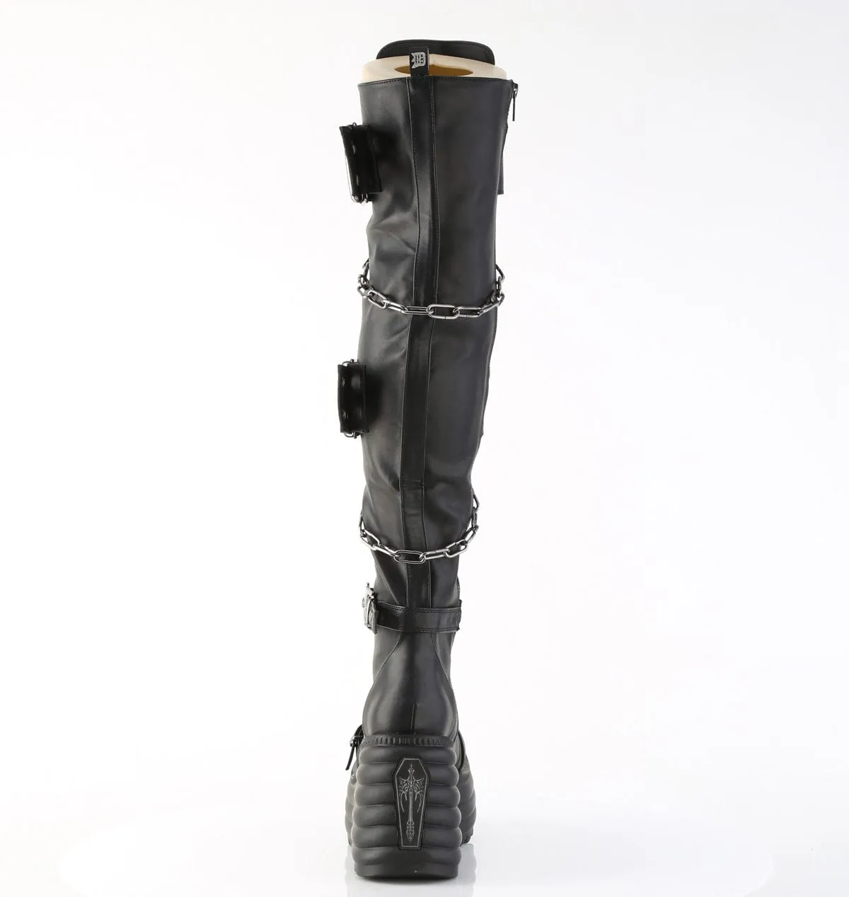 MORTE-312 Black Vegan Leather Polish Look Comfort footbed