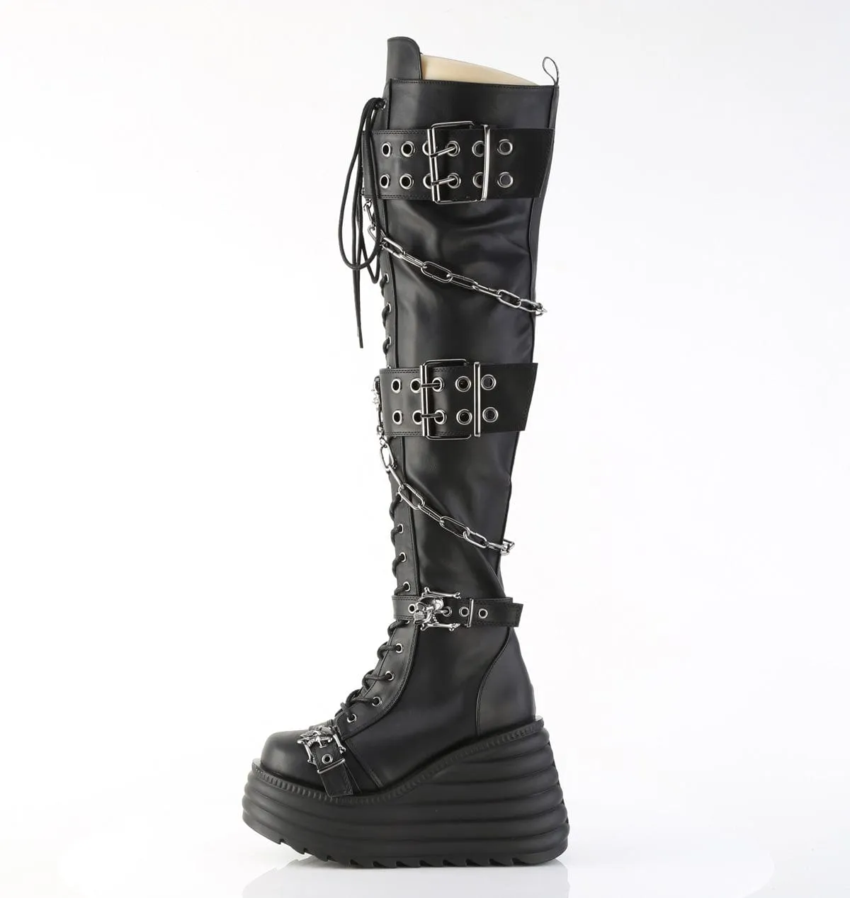 MORTE-312 Black Vegan Leather Step Tall Icon Edge