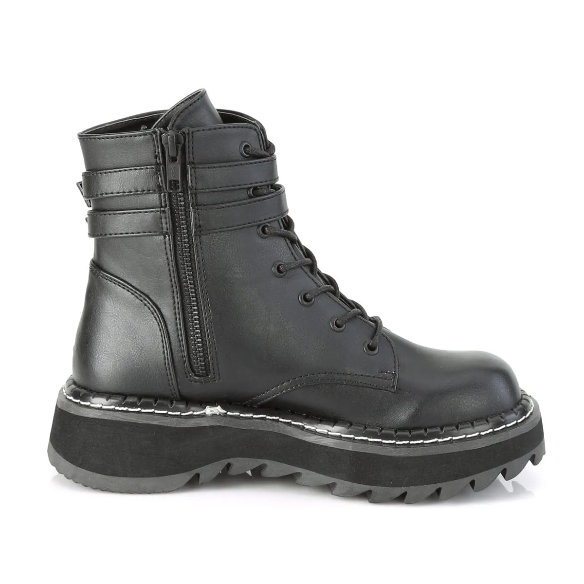 Rain Step Shock Absorbing LILITH-152 Black Vegan Leather