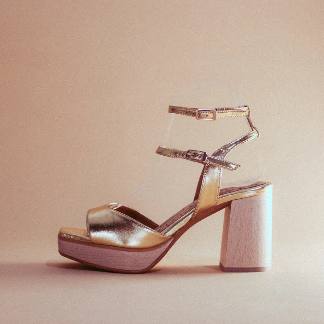 Lola Platform Sandal in Gold from Bhava Narrow Fit