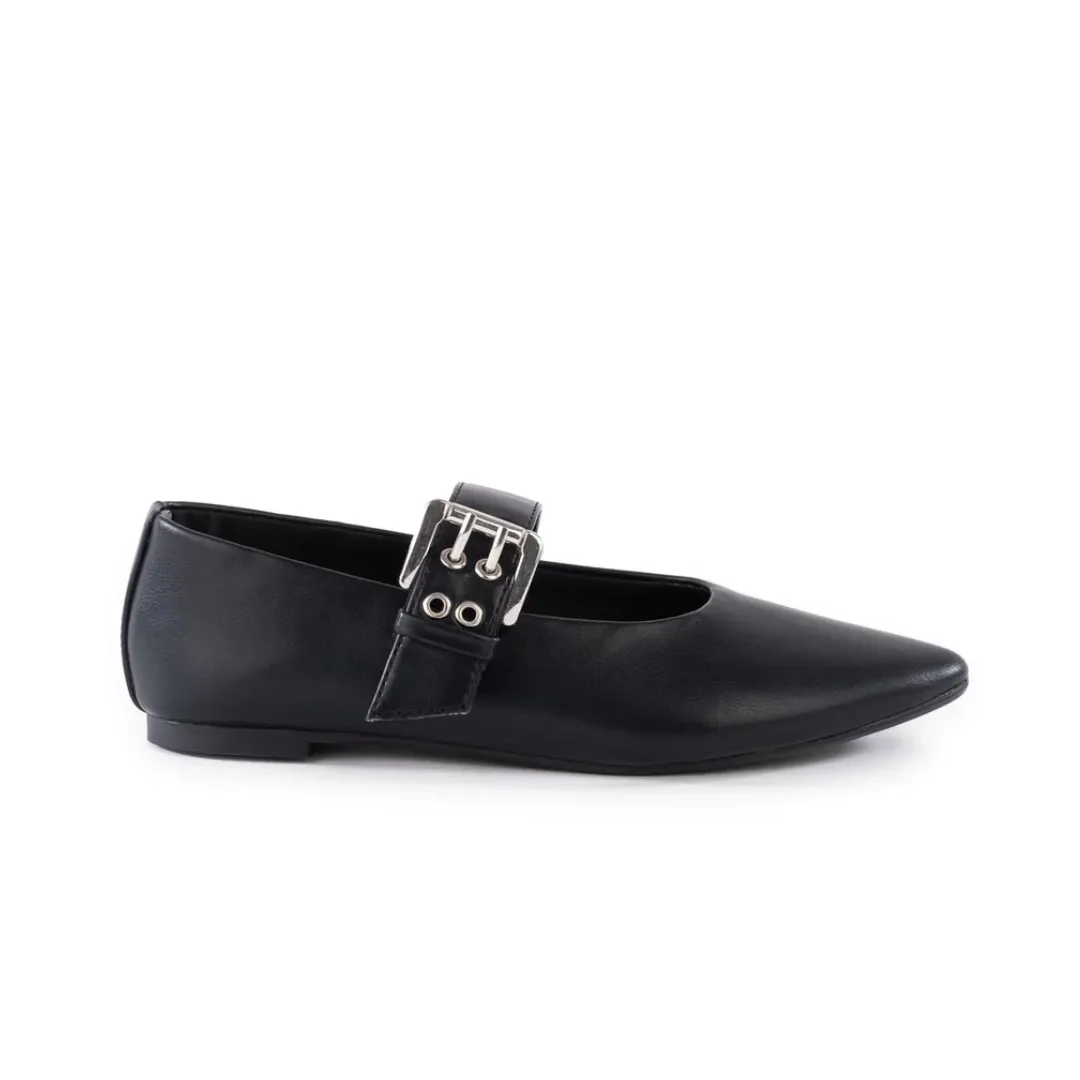 Spinning Around Flat in Black from BC Footwear Soft Tone Satin Glow