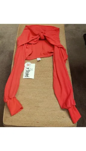 Quick Drying Travel Enthusiasts zipper Lucia -- Women's Midriff Tie Top -- Red