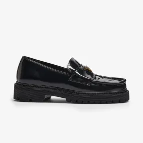 Contrast Stitching Lulie Patent Loafer in Black from N??skin