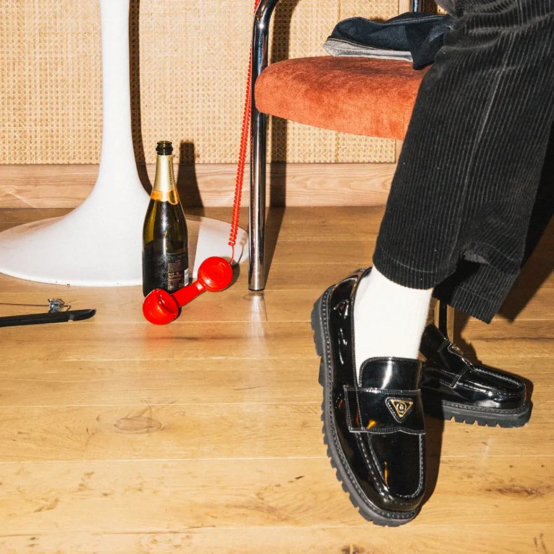 Lulie Patent Loafer in Black from N??skin Relaxed Design Breathable Slip-Ons