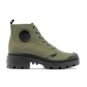 Pallabase Twill Boot in Olive from Palladium Peace Mood synthetic leather